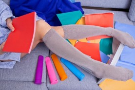 ladies bamboo long socks, light brown socks for woman, high quality product, Rainbow Socks
