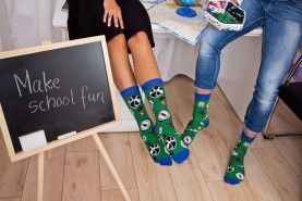 School patterned Socks Box, green cotton socks, socks for geography lover, product unisex