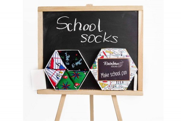 Schule gemusterte Socken, Socken in einer Schachtel, 3 Paar bunte Baumwollsocken, Geschenkidee für Lehrer