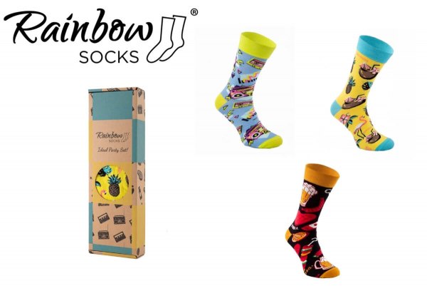 fun socks, party socks box, 3 pairs, disco, flamingo, grill, gift idea for men and women