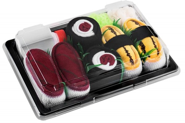Children’s Sushi Socks Box Tuna, sushi socks box 3 pairs, colourful cotton socks for kids