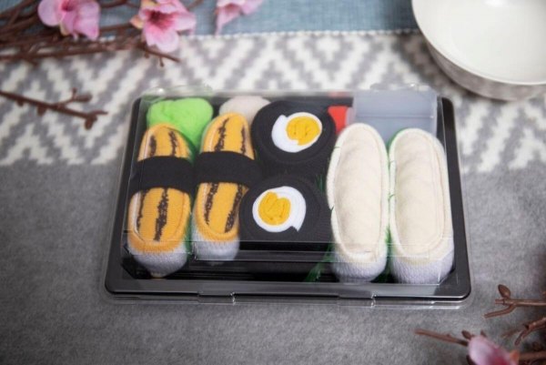 Children’s Sushi Socks Butterfish, sushi socks box, socks looking like sushi, 3 pairs of socks, Rainbow Socks