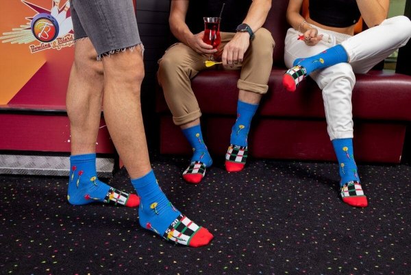 Socken für Freunde, blaue Baumwollsocken, lustige Sockenbox, 3 Paar, Socken für einen Fan der Unterhaltung