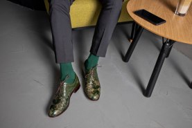 business premium socks, dark green cotton socks with silver ions yarn