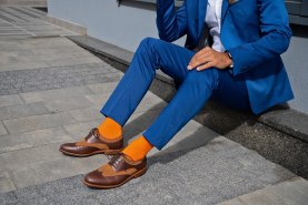antibacterial cotton socks for men, business socks, orange cotton socks with silver ions yarn