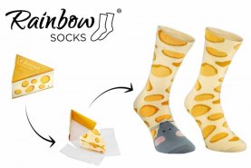 Käse-Socken-Box Maus und Käse, Regenbogen-Socken-Geschenkideen
