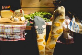 gelbe Socken Käse und Maus, hochwertige gekämmte Baumwollsocken, 1 Paar Socken, die wie ein Käse aussehen