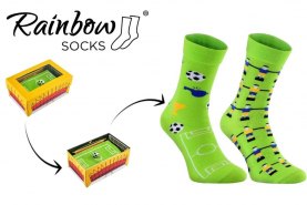 Fußballdesign Socken, grüne Baumwollsocken mit Fußballmuster, Fußballsockenbox, 1 Paar
