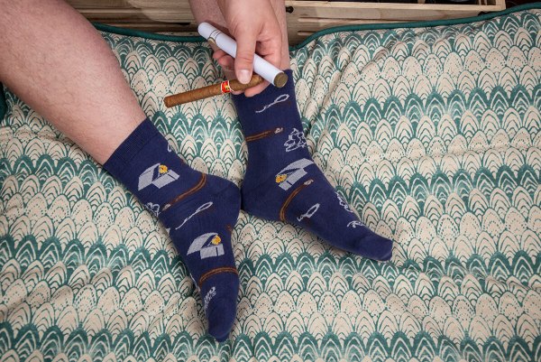 Gentleman Summer Socks, Ideal for man gift socks, navy blue cotton socks for gentleman, socks in a box