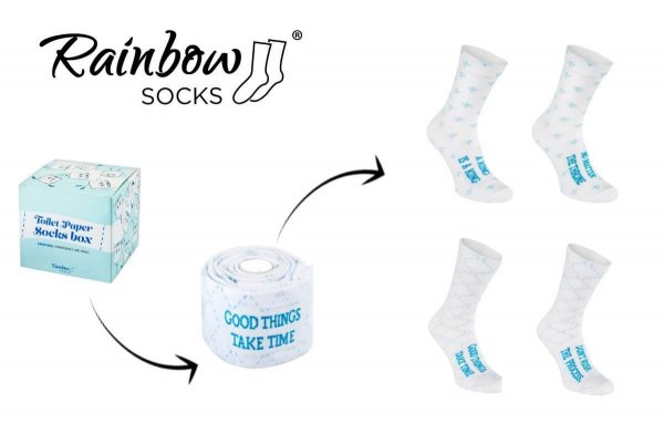 Toilet Paper Socks Box 2 Pairs, funny gift idea for every joker, toilet paper