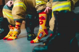 Firefighter Socks Box, orange and red colourful socks, high quality product