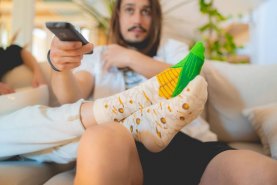 Popcorn socks, socks looking like a real popcorn, 2 pairs, colourful cotton socks, Rainbow Socks