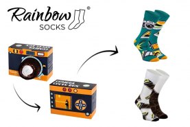 Camera Socks Box 2 Paar, bunte Socken, ideales Geschenk für Fotografen, Geschenkidee für Männer und Frauen