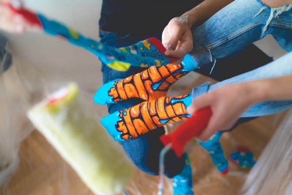 Skarpetkowa Puszka Farby, zestaw 2 par, kolorowe bawełniane skarpety od Rainbow Socks, bawełna czesana OEKO-TEX