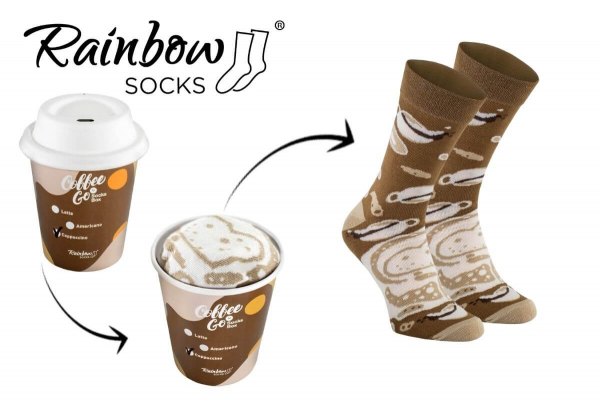 Kaffee-Cappuccino-Socken, Set aus 1 Paar Socken, Rainbow Socks, bunte Baumwollsocken