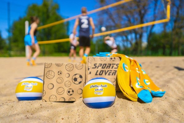 Volleyball Socken Ball, 2 Paar Socken von Rainbow Socks, Beachvolleyball und klassischer Volleyball