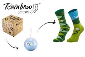 Golf Socks Ball, 2 pairs of cotton socks by Rainbow Socks, ideal gift idea for golf lover
