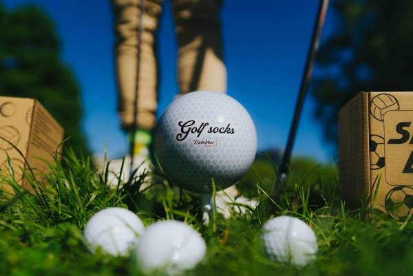 Socks Ball: Golf, 2 pairs of socks, golf outfit, colourful high quality cotton socks, funny gift