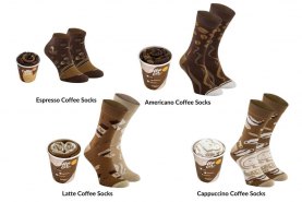 Coffee socks to go: espresso, latte, americano, cappuccino, 4 pairs of cotton socks, Rainbow Socks