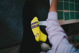 Żółte bawełniane skarpetki, skarpetki dla gamera z ABS, skarpetki dla fana gier, Rainbow Socks