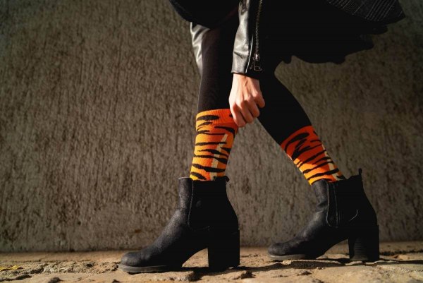 Tiger Cotton Socken, bunt gemusterte Socken mit Wildtiermotiven, 1 Paar