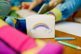 Rainbow Socks Crayon Box, 2 pairs, colourful cotton socks, socks for a painter