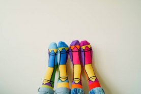 Rainbow Socks Crayon Box, 2 pairs of colourful cotton socks, socks with colours of the Rainbow