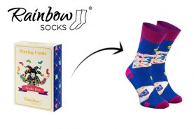 Skarpetkowa talia kart, bawełniane skarpetki wyglądające jak talia kart, 1 para skarpetek, niebieski, Rainbow Socks