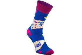Ciemnoniebieskie bawełniane skarpetki, skarpetkowa talia kart, Rainbow Socks