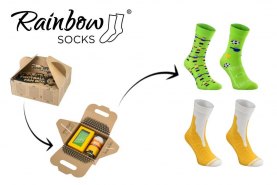 Fußball Fan Socken Box 2 Paar, Socken für Fußballfan, Geschenkidee für Fußballspieler, Rainbow Socken
