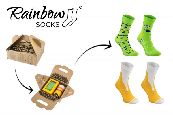 Sockenbox - 2 Rainbow für Fußballfans, Paar Socken