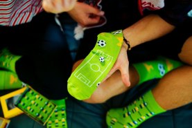 Football Fan Socks Box, green cotton socks with football patterns, socks for football player, gift