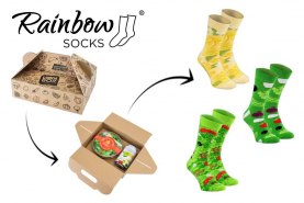 Lunch socks box, 3 pairs of colourful socks, leomnade socks in a can, salad socks box, Rainbow Socks