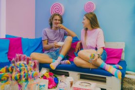 Dankeschön-Sockenbox 2 Paar von Rainbow Socks, Socken in Bonbonoptik, Pastellfarben, Unisex-Geschenkidee