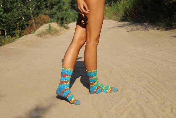 chameleon cotton socks, 1 pair of cotton socks, colourful socks with patterns, Rainbow Socks