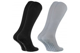 Cotton Knee high socks for diabetics, ABS Socks, 2 pairs gray and black, Rainbow Socks