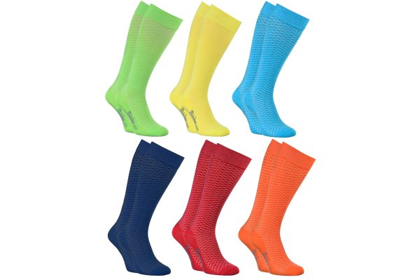Cotton Openwork Knee High Socks, 6 pairs of cotton socks, colourful hues, Rainbow Socks