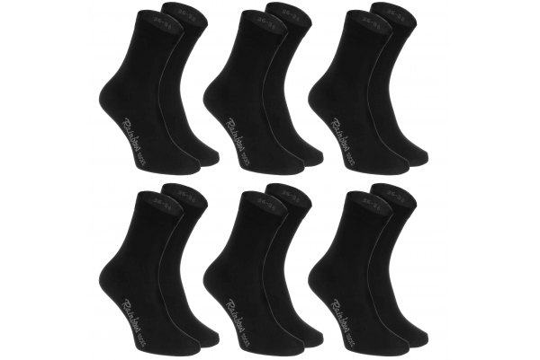 Cotton Crew Socks, 6 pairs of black cotton socks, Rainbow Socks