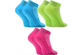Cotton non-slip socks from Rainbow Socks, 3 pairs, blue, green and pink