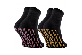Antypoślizgowe skarpetki treningowe od Rainbow Socks, 2 pary, czarne ze złotym i różowym ABS, dla dzieci