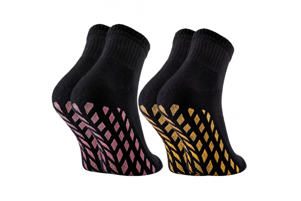 Women's Merino Crew Non-Slip Grip Cabin & Christmas Socks - Navy-1 Pair /  Shoe Size: 5-8