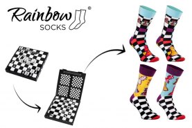 Chess Socks Box, 2 Paar bunte Baumwollsocken, Socken für Fans des Schachspiels
