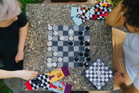 Bunte Baumwollsocken, Schachsockenbox, 2 Paar, Socken für Schachamateure