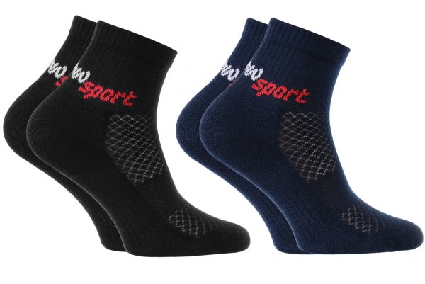 Rutschfeste Sportsocken von Rainbow Socks, 2 Paar, schwarz und dunkelblau, für Kinder