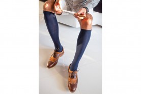 Kniestrümpfe, marineblaue lange kniehohe Baumwollsocken, Unisex-Produkt, Rainbow Socken