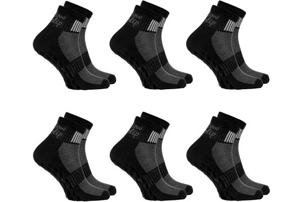 Sports Anti-Rutsch-Socken von Rainbow Socks, 6 Paar schwarze Socken