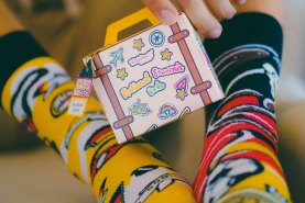 German socks in a suitcase, colourful cotton socks, socks for fan of German culture