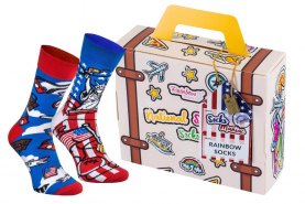 Skarpetki w walizce USA, 1 para, Rainbow Socks