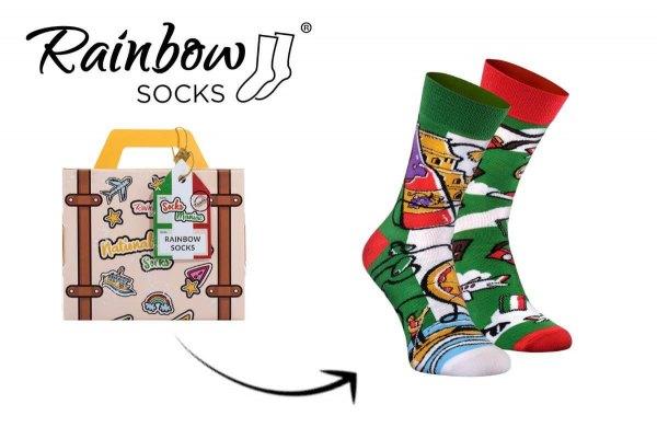 1 Paar bunte Baumwollsocken mit italienischen Mustern, Rainbow Socken