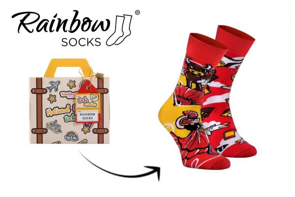 Spanische Nationalsocken, Geschenkidee für einen Liebhaber der spanischen Kultur, Rainbow Socken